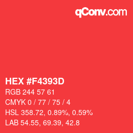 Color code: HEX #F4393D | qconv.com