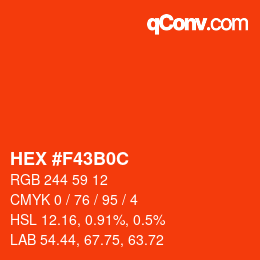 颜色代码: HEX #F43B0C | qconv.com