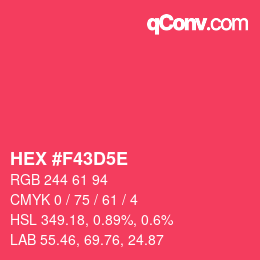 Color code: HEX #F43D5E | qconv.com