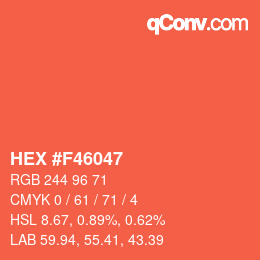 カラーコード: HEX #F46047 | qconv.com