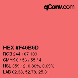 Color code: HEX #F46B6D | qconv.com