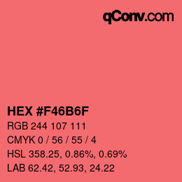 Color code: HEX #F46B6F | qconv.com