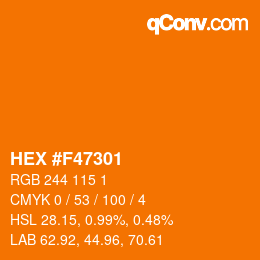 Color code: HEX #F47301 | qconv.com