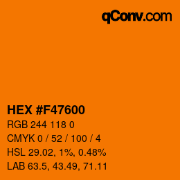 Color code: HEX #F47600 | qconv.com