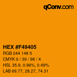 Color code: HEX #F49405 | qconv.com