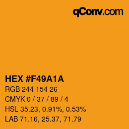 颜色代码: HEX #F49A1A | qconv.com