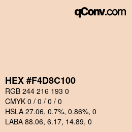 Código de color: HEX #F4D8C100 | qconv.com