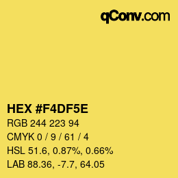 Color code: HEX #F4DF5E | qconv.com