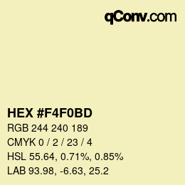 Color code: HEX #F4F0BD | qconv.com