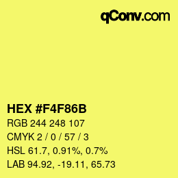 Color code: HEX #F4F86B | qconv.com