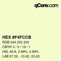 Color code: HEX #F4FCCB | qconv.com