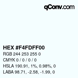 Color code: HEX #F4FDFF00 | qconv.com