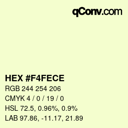 Color code: HEX #F4FECE | qconv.com