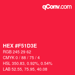 Color code: HEX #F51D3E | qconv.com