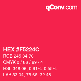Color code: HEX #F5224C | qconv.com