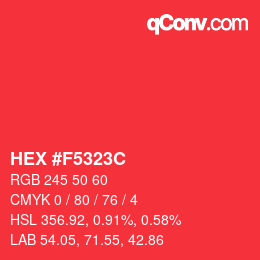 Color code: HEX #F5323C | qconv.com