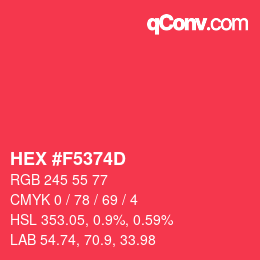 Farbcode: HEX #F5374D | qconv.com
