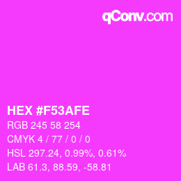 Color code: HEX #F53AFE | qconv.com