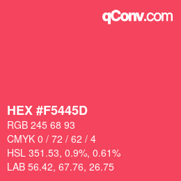 Color code: HEX #F5445D | qconv.com