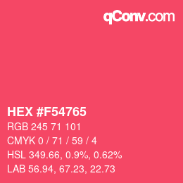 颜色代码: HEX #F54765 | qconv.com