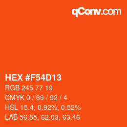 Farbcode: HEX #F54D13 | qconv.com