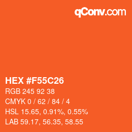 Color code: HEX #F55C26 | qconv.com