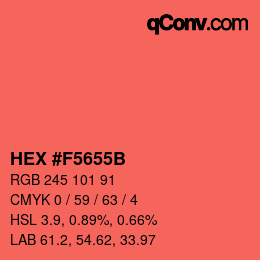 カラーコード: HEX #F5655B | qconv.com
