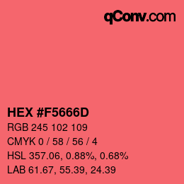 颜色代码: HEX #F5666D | qconv.com