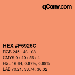 颜色代码: HEX #F5926C | qconv.com
