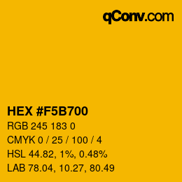 颜色代码: HEX #F5B700 | qconv.com