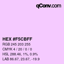 Color code: HEX #F5CBFF | qconv.com
