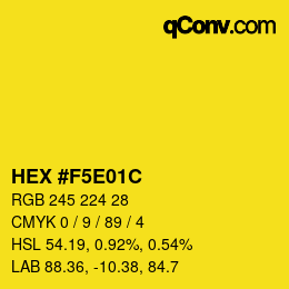 Color code: HEX #F5E01C | qconv.com