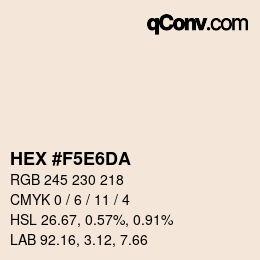 Color code: HEX #F5E6DA | qconv.com