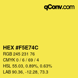 Color code: HEX #F5E74C | qconv.com