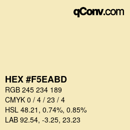 Color code: HEX #F5EABD | qconv.com