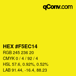 颜色代码: HEX #F5EC14 | qconv.com