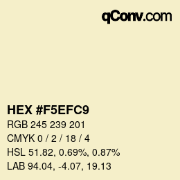 Color code: HEX #F5EFC9 | qconv.com