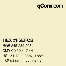 Color code: HEX #F5EFCB | qconv.com