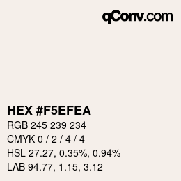 Color code: HEX #F5EFEA | qconv.com