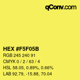 Color code: HEX #F5F05B | qconv.com