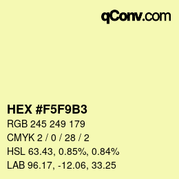 Color code: HEX #F5F9B3 | qconv.com