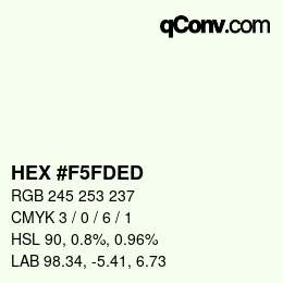 颜色代码: HEX #F5FDED | qconv.com