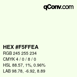 Color code: HEX #F5FFEA | qconv.com