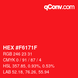 Color code: HEX #F6171F | qconv.com