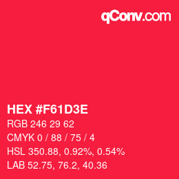 Color code: HEX #F61D3E | qconv.com