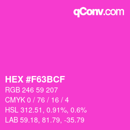 Color code: HEX #F63BCF | qconv.com
