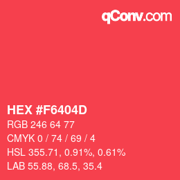 Color code: HEX #F6404D | qconv.com