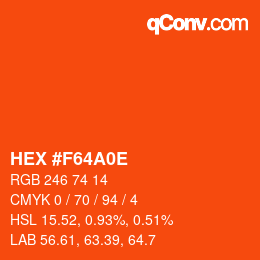 Color code: HEX #F64A0E | qconv.com