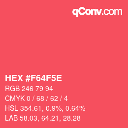 Farbcode: HEX #F64F5E | qconv.com