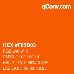 カラーコード: HEX #F65B03 | qconv.com
